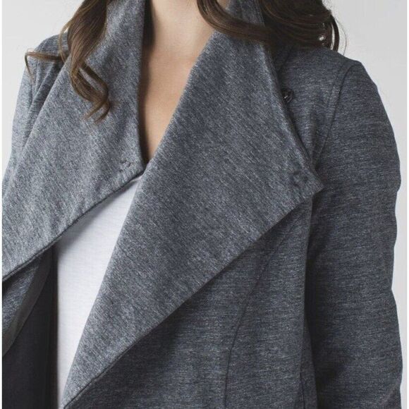 Lululemon Size 6 That's A Wrap Jacket Heathered Slub Coal Stretch French Terry - Picture 5 of 16